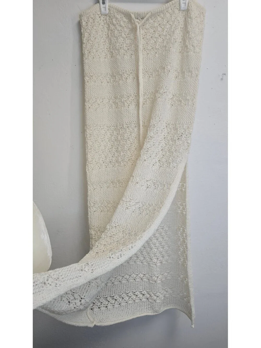 Wild Fable Women’s S Ivory Crochet Knit Maxi Skirt High Slit
